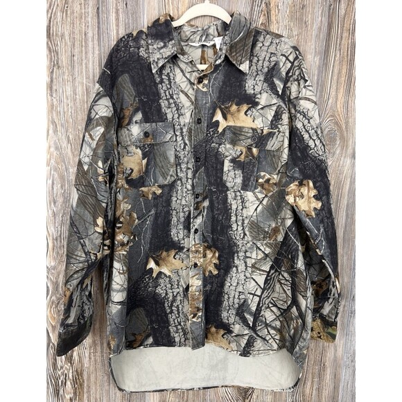 Vtg Walls Realtree Hardwoods Camouflage Button Heavyweight Shirt Men's 2XL - Picture 1 of 12